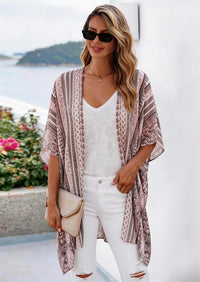 PRETTYGARDEN Summer Kimonos for Women Boho Floral Short Sleeve Kimono Cardigans Swimsuit Beach Cover Ups for Women Swimwear PRETTYGARDEN