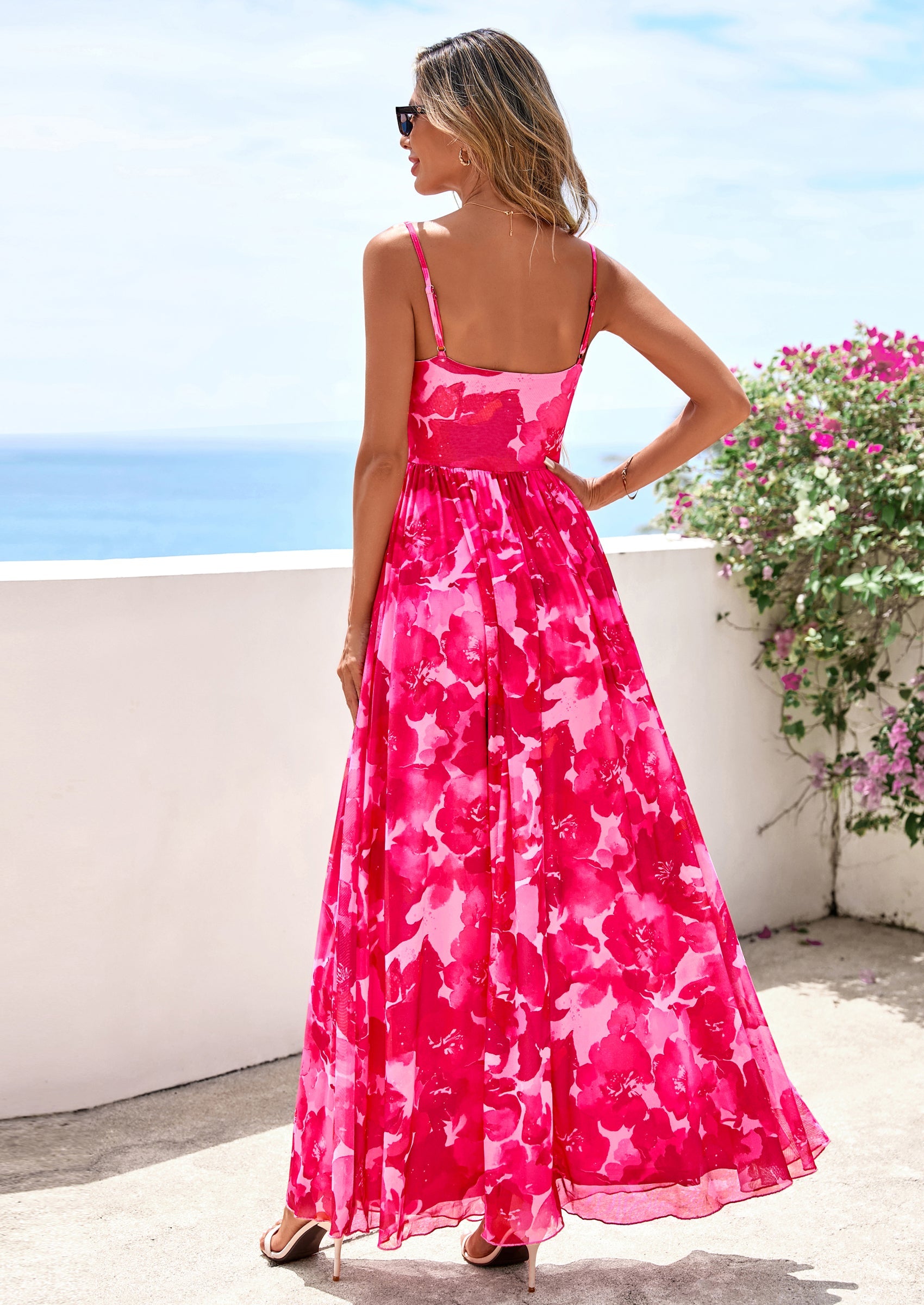 PRETTYGARDEN Women's Floral Maxi Dress Summer Outfits Spaghetti Strap Flowy Long Sundress Beach Vacation Boho Dresses PRETTYGARDEN