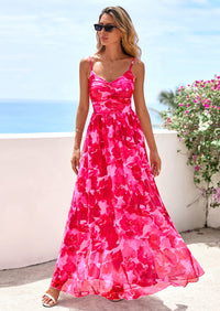 PRETTYGARDEN Women's Floral Maxi Dress Summer Outfits Spaghetti Strap Flowy Long Sundress Beach Vacation Boho Dresses PRETTYGARDEN