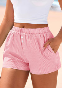BTFBM Striped Boxer Shorts for Women Summer Elastic Waist Y2k Vacation Beach Bottoms Lounge Sleep Pj Pajama Shorts
