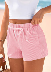 BTFBM Striped Boxer Shorts for Women Summer Elastic Waist Y2k Vacation Beach Bottoms Lounge Sleep Pj Pajama Shorts