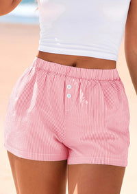 BTFBM Striped Boxer Shorts for Women Summer Elastic Waist Y2k Vacation Beach Bottoms Lounge Sleep Pj Pajama Shorts