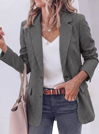PRETTYGARDEN Fall Blazers for Women Business Casual | Long Sleeve Plaid Houndstooth, Notch Lapel Pockets, Oversized Blazer Outerwear, Trendy Suit Jackets, 2026 Winter Work Outfits