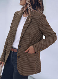 PRETTYGARDEN Fall Blazers for Women Business Casual | Long Sleeve Plaid Houndstooth, Notch Lapel Pockets, Oversized Blazer Outerwear, Trendy Suit Jackets, 2026 Winter Work Outfits