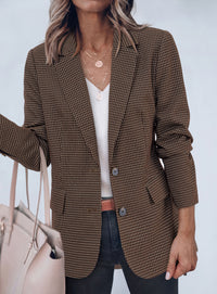 PRETTYGARDEN Fall Blazers for Women Business Casual | Long Sleeve Plaid Houndstooth, Notch Lapel Pockets, Oversized Blazer Outerwear, Trendy Suit Jackets, 2026 Winter Work Outfits