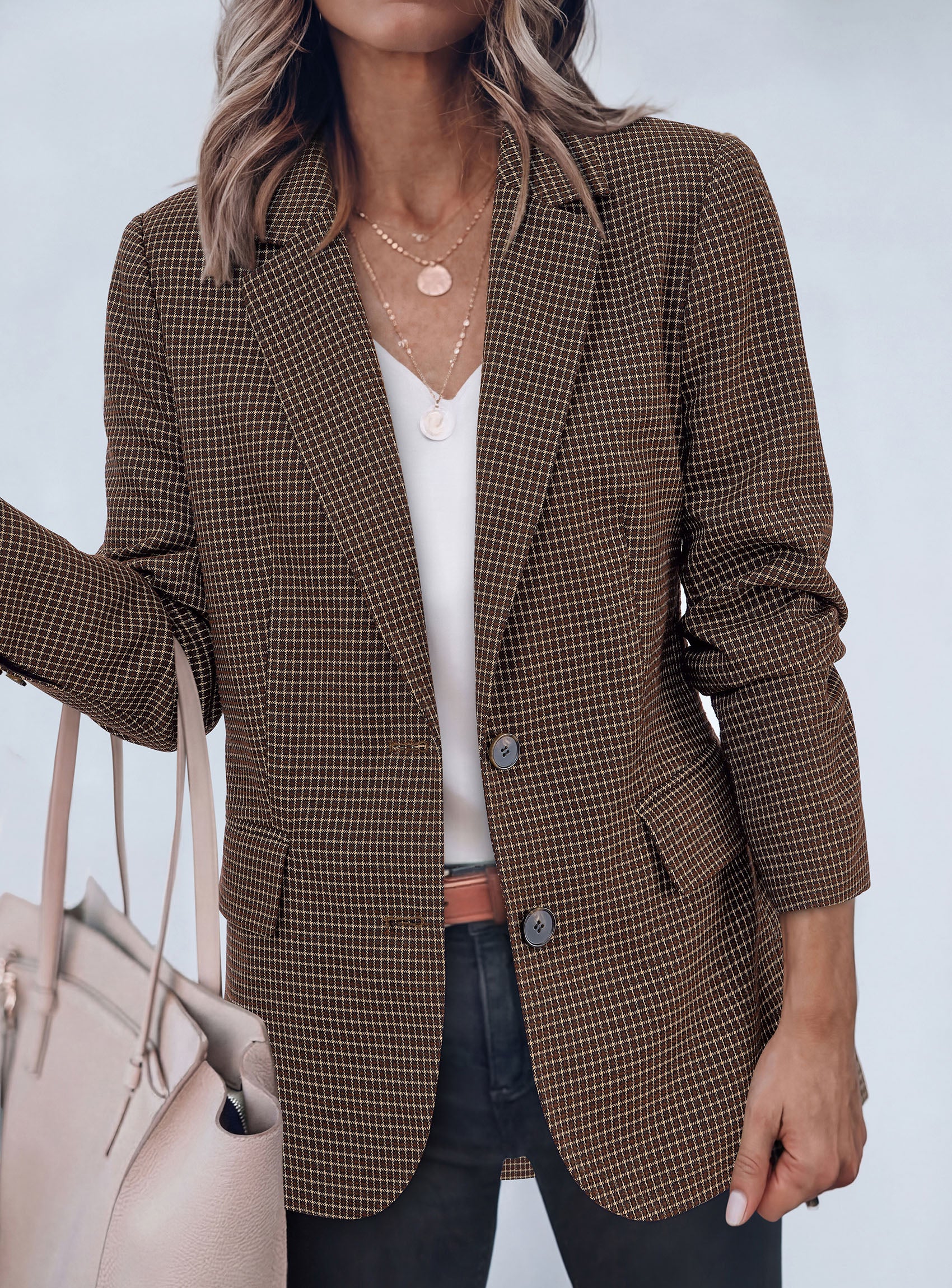 PRETTYGARDEN Fall Blazers for Women Business Casual | Long Sleeve Plaid Houndstooth, Notch Lapel Pockets, Oversized Blazer Outerwear, Trendy Suit Jackets, 2026 Winter Work Outfits