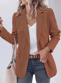 PRETTYGARDEN Fall Blazers for Women Business Casual | Long Sleeve Plaid Houndstooth, Notch Lapel Pockets, Oversized Blazer Outerwear, Trendy Suit Jackets, 2026 Winter Work Outfits