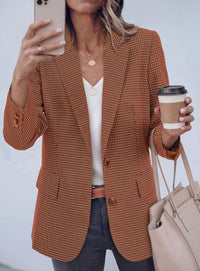 PRETTYGARDEN Fall Blazers for Women Business Casual | Long Sleeve Plaid Houndstooth, Notch Lapel Pockets, Oversized Blazer Outerwear, Trendy Suit Jackets, 2026 Winter Work Outfits