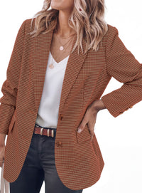 PRETTYGARDEN Fall Blazers for Women Business Casual | Long Sleeve Plaid Houndstooth, Notch Lapel Pockets, Oversized Blazer Outerwear, Trendy Suit Jackets, 2026 Winter Work Outfits