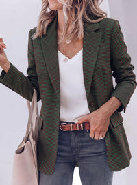 PRETTYGARDEN Fall Blazers for Women Business Casual | Long Sleeve Plaid Houndstooth, Notch Lapel Pockets, Oversized Blazer Outerwear, Trendy Suit Jackets, 2026 Winter Work Outfits