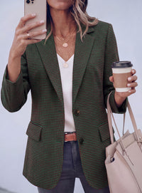 PRETTYGARDEN Fall Blazers for Women Business Casual | Long Sleeve Plaid Houndstooth, Notch Lapel Pockets, Oversized Blazer Outerwear, Trendy Suit Jackets, 2026 Winter Work Outfits