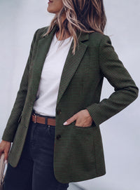 PRETTYGARDEN Fall Blazers for Women Business Casual | Long Sleeve Plaid Houndstooth, Notch Lapel Pockets, Oversized Blazer Outerwear, Trendy Suit Jackets, 2026 Winter Work Outfits