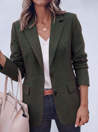PRETTYGARDEN Fall Blazers for Women Business Casual | Long Sleeve Plaid Houndstooth, Notch Lapel Pockets, Oversized Blazer Outerwear, Trendy Suit Jackets, 2026 Winter Work Outfits