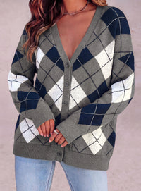 PRETTYGARDEN Women's Cardigan Argyle Winter Sweaters | Cozy Warm Chunky Knit, Long Sleeve V Neck, Color Block Plaid, Button Up Pocket,Trendy Fall Jackets, Holiday Going Out Outfits