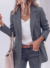 PRETTYGARDEN Fall Blazers for Women Business Casual | Long Sleeve Plaid Houndstooth, Notch Lapel Pockets, Oversized Blazer Outerwear, Trendy Suit Jackets, 2026 Winter Work Outfits