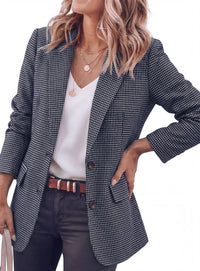 PRETTYGARDEN Fall Blazers for Women Business Casual | Long Sleeve Plaid Houndstooth, Notch Lapel Pockets, Oversized Blazer Outerwear, Trendy Suit Jackets, 2026 Winter Work Outfits