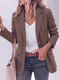 PRETTYGARDEN Fall Blazers for Women Business Casual | Long Sleeve Plaid Houndstooth, Notch Lapel Pockets, Oversized Blazer Outerwear, Trendy Suit Jackets, 2026 Winter Work Outfits