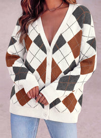 PRETTYGARDEN Women's Cardigan Argyle Winter Sweaters | Cozy Warm Chunky Knit, Long Sleeve V Neck, Color Block Plaid, Button Up Pocket,Trendy Fall Jackets, Holiday Going Out Outfits