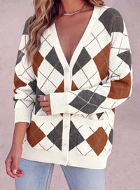 PRETTYGARDEN Women's Cardigan Argyle Winter Sweaters | Cozy Warm Chunky Knit, Long Sleeve V Neck, Color Block Plaid, Button Up Pocket,Trendy Fall Jackets, Holiday Going Out Outfits