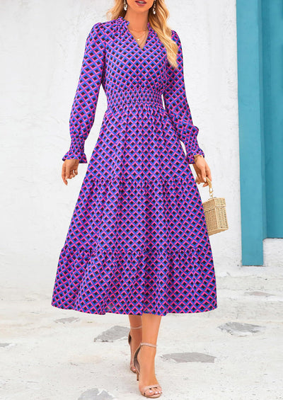 PRETTYGARDEN Women's Floral Maxi Dress Spring Long Sleeve V Neck Casual A Line Long Flowy Boho Party Dresses