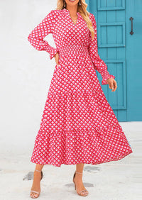 PRETTYGARDEN Women's Floral Maxi Dress Spring Long Sleeve V Neck Casual A Line Long Flowy Boho Party Dresses