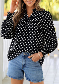 PRETTYGARDEN Women's Boho Floral Blouses Dressy Casual | Trendy Printed, Long Sleeve V Neck Tops, Bohemian Polka Dot Striped Shirt, Going Out Vacation Outfits, Fall Fashion Clothing