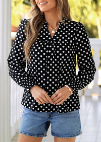 PRETTYGARDEN Women's Boho Floral Blouses Dressy Casual | Trendy Printed, Long Sleeve V Neck Tops, Bohemian Polka Dot Striped Shirt, Going Out Vacation Outfits, Fall Fashion Clothing
