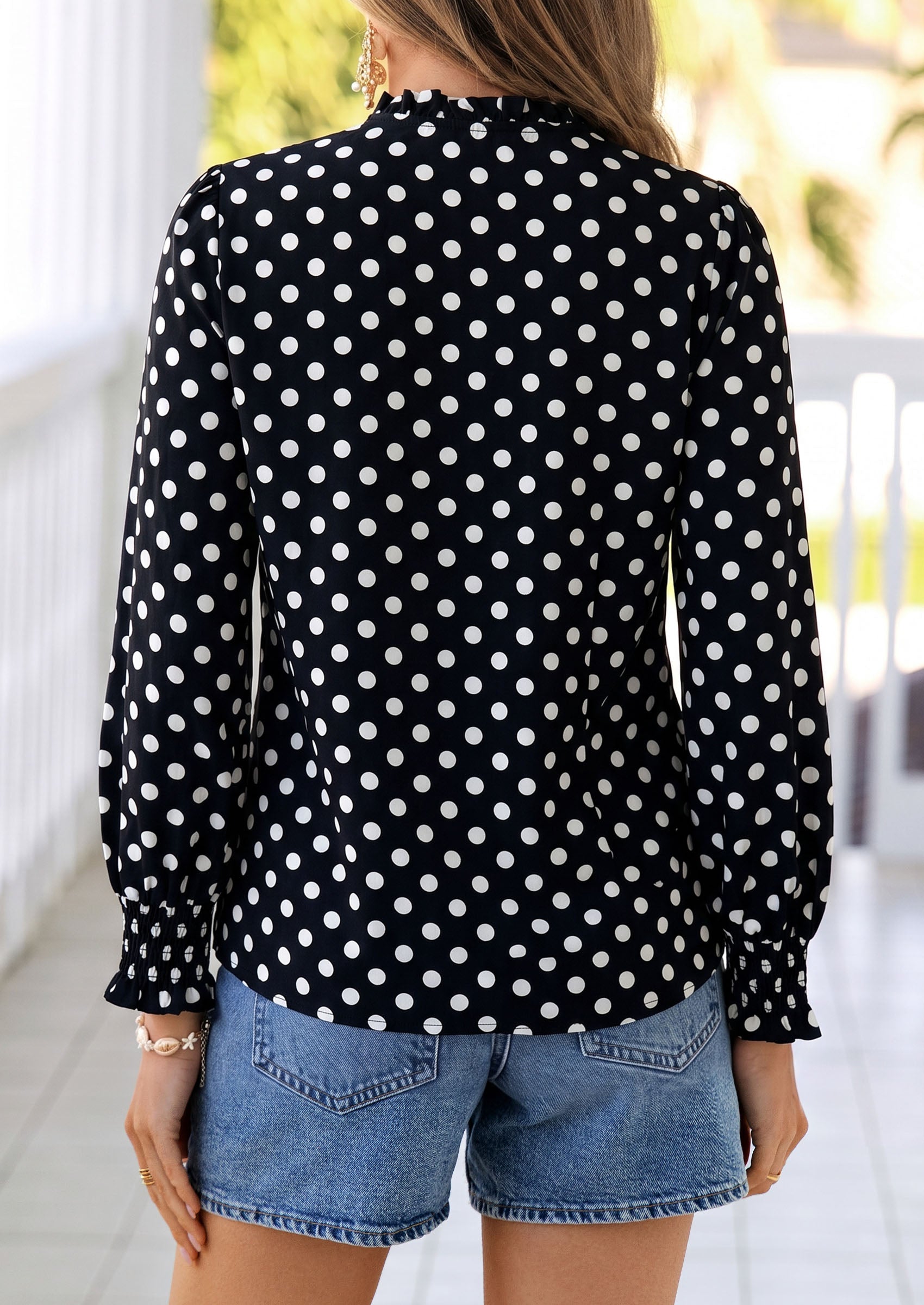 PRETTYGARDEN Women's Boho Floral Blouses Dressy Casual | Trendy Printed, Long Sleeve V Neck Tops, Bohemian Polka Dot Striped Shirt, Going Out Vacation Outfits, Fall Fashion Clothing