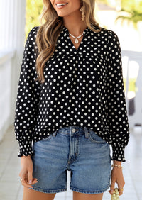 PRETTYGARDEN Women's Boho Floral Blouses Dressy Casual | Trendy Printed, Long Sleeve V Neck Tops, Bohemian Polka Dot Striped Shirt, Going Out Vacation Outfits, Fall Fashion Clothing