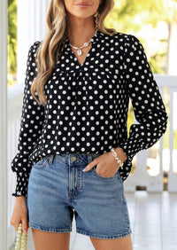 PRETTYGARDEN Women's Boho Floral Blouses Dressy Casual | Trendy Printed, Long Sleeve V Neck Tops, Bohemian Polka Dot Striped Shirt, Going Out Vacation Outfits, Fall Fashion Clothing