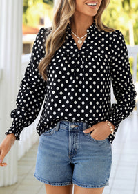 PRETTYGARDEN Women's Boho Floral Blouses Dressy Casual | Trendy Printed, Long Sleeve V Neck Tops, Bohemian Polka Dot Striped Shirt, Going Out Vacation Outfits, Fall Fashion Clothing