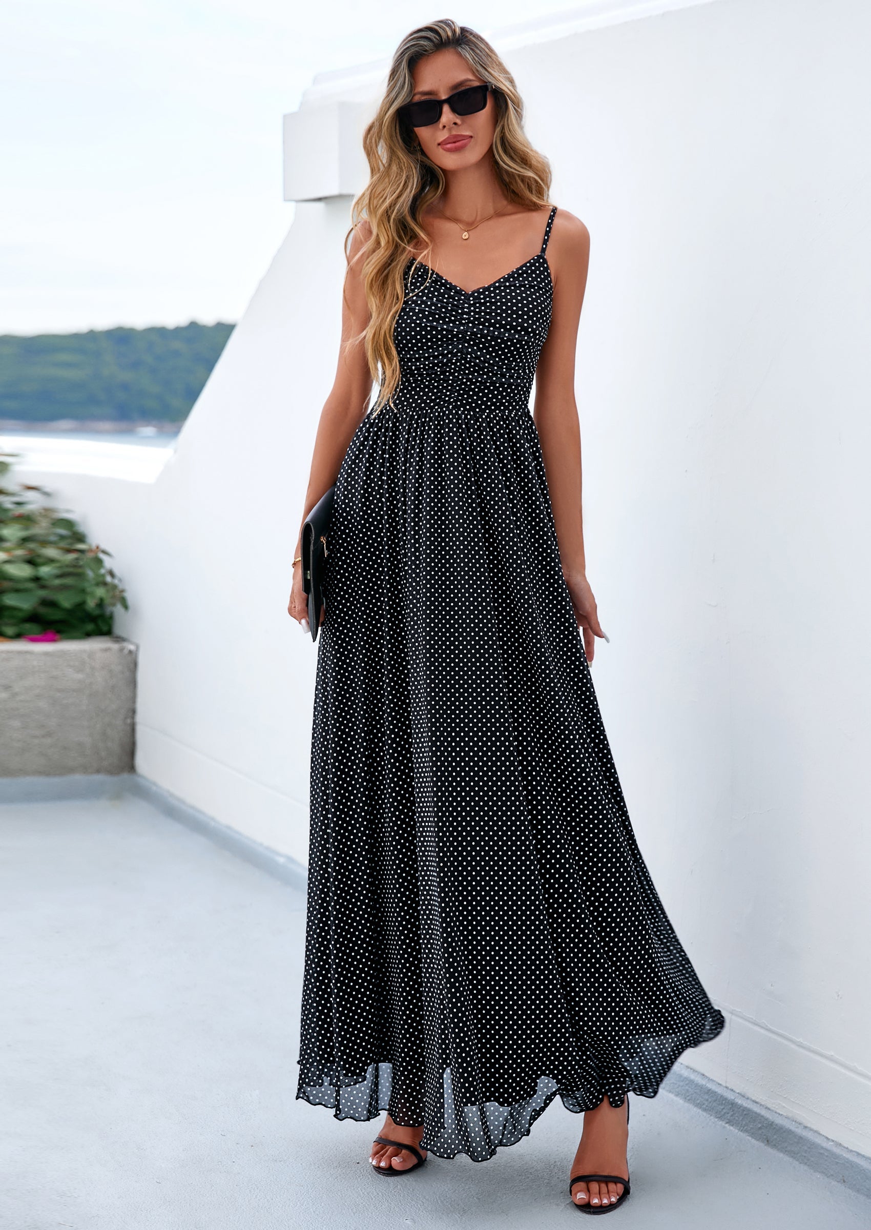 PRETTYGARDEN Women's Floral Maxi Dress Summer Outfits Spaghetti Strap Flowy Long Sundress Beach Vacation Boho Dresses PRETTYGARDEN