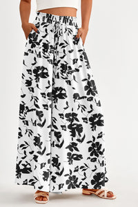 Wide Leg High Waisted Flowy Pockets Palazzo Pants