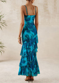 Maxi Dresses for Women 2025 Summer Tiered Floral Beach Sundress Spaghetti Strap Wedding Guest Long Dress