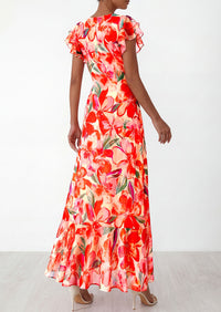 PRETTYGARDEN Wedding Guest Dresses for Women 2026 Spring Summer Short Sleeve Ruffle V Neck Floral Flowy Beach Maxi Long Dress PRETTYGARDEN