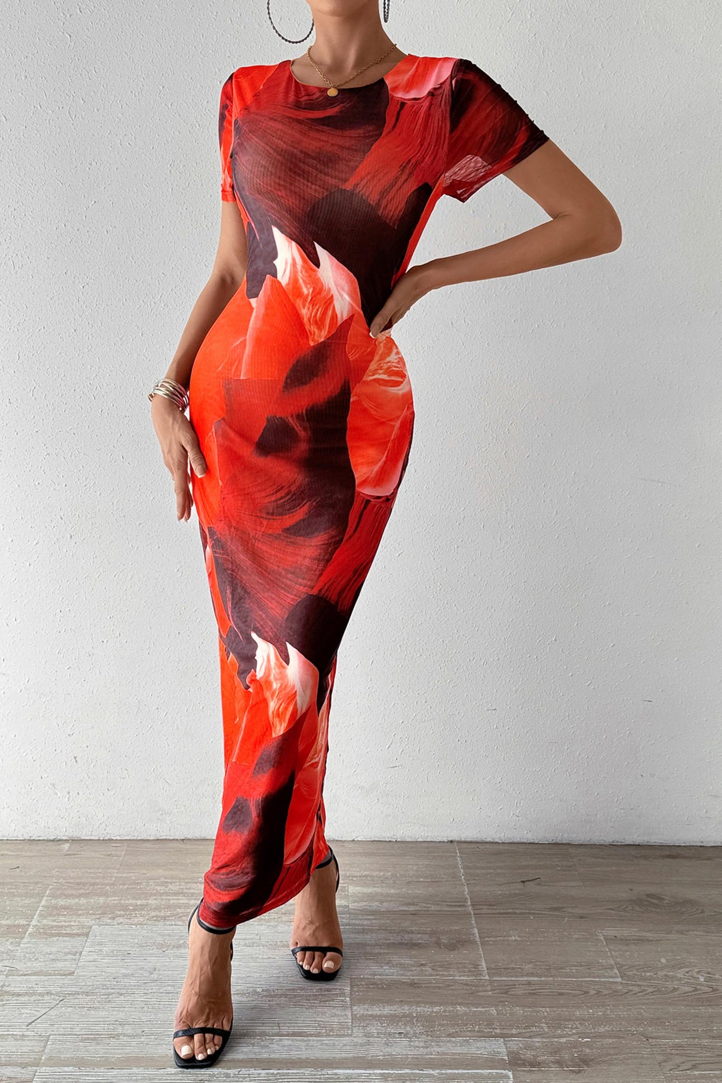 Y2K Print Maxi Dress