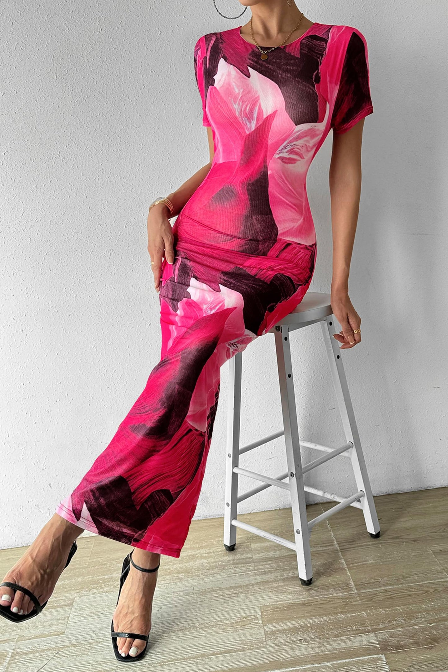 Y2K Print Maxi Dress