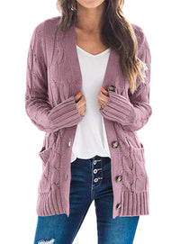 PRETTYGARDEN Women's Open Front Cardigan Sweaters Fall Fashion Button Down Cable Knit Chunky Winter Outerwear Coats