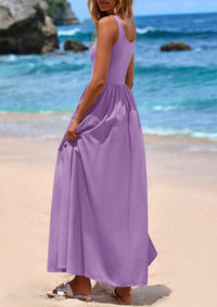 PRETTYGARDEN Womens Summer Casual Scoop Neck Sleeveless Long Dresses Tank Top Patchwork Aline Swing Maxi Dress with Pockets