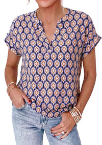 PRETTYGARDEN Womens Floral Print Short Sleeve Summer Tops Trendy V Neck Loose Boho Shirts Casual Work Blouses PRETTYGARDEN