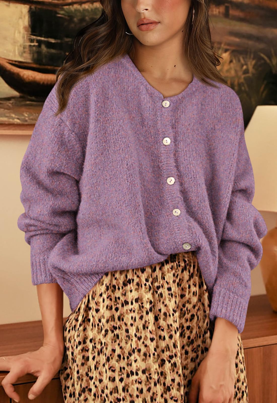 PRETTYGARDEN Long Sleeve Crewneck Button Down Womens Sweaters Fall Open Front Chunky Cardigan Sweaters for Women PRETTYGARDEN