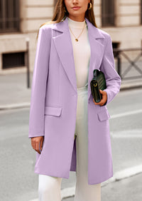 PRETTYGARDEN Women's Spring Fall Long Blazer Jackets Long Sleeve Lapel Pockets Loose Fit Work Casual Blazers Outerwear