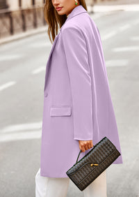 PRETTYGARDEN Women's Spring Fall Long Blazer Jackets Long Sleeve Lapel Pockets Loose Fit Work Casual Blazers Outerwear