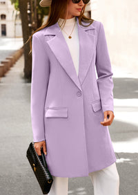 PRETTYGARDEN Women's Spring Fall Long Blazer Jackets Long Sleeve Lapel Pockets Loose Fit Work Casual Blazers Outerwear