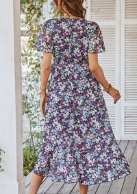 PRETTYGARDEN Women Summer Floral Boho V Neck Ruffle Wedding Guest Maxi Dresses