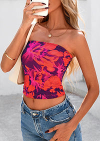 Strapless Tube Tops for Women 2025 Summer Mesh Floral Y2K Bandeau Cute Crop Top Trendy Going Out Outfits