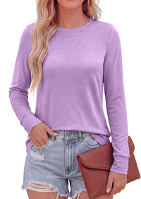 PRETTYGARDEN Long Sleeve Tshirts Shirts for Women Clothing Fall Fashion 2026 Basic Tees Casual Blouses Crew Neck Winter Tops