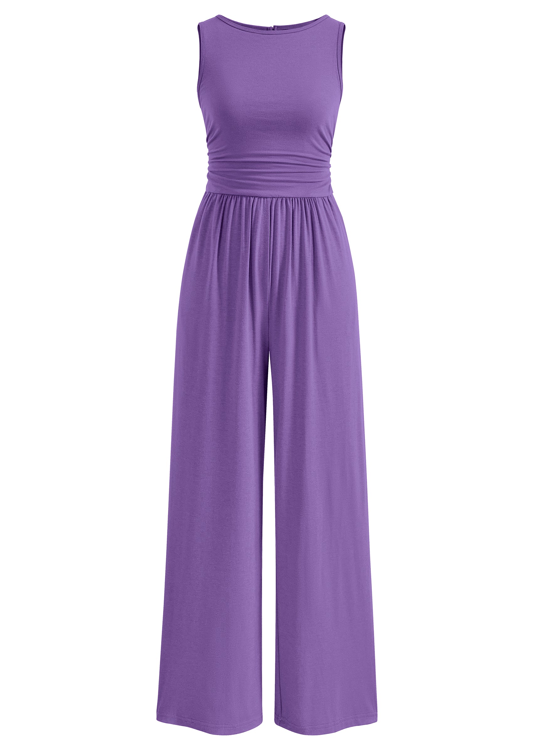 PRETTYGARDEN One Piece Jumpsuits for Women Dressy Casual Sleeveless Crewneck Wide Leg Rompers Jumpers Vacation Summer Outfits