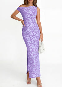 PRETTYGARDEN Womens Floral One Shoulder Maxi Dress 2026 Summer Spring Bodycon Ruched Side Slit Elegant Cocktail Party Dresses PRETTYGARDEN