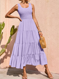 PRETTYGARDEN Women's 2026 Casual Loose Plain Maxi Sundress Smocked Tank Dress Sleeveless Summer Beach Tiered Long Dresses